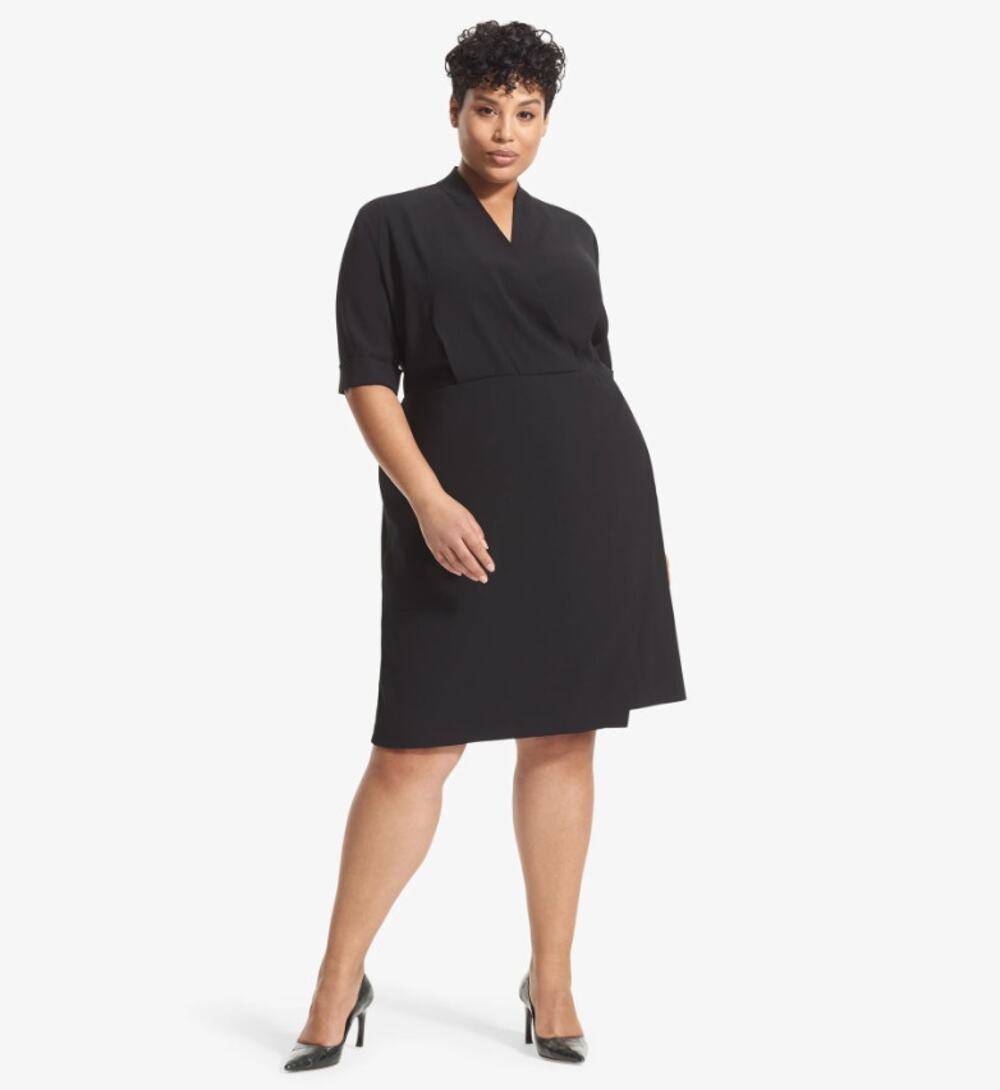MM.LaFleur Tory 7.0 Wrap Sheath Dress Black Power Dressing Office Chic LBD